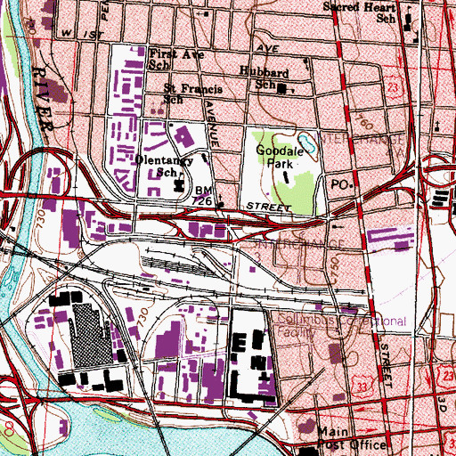 Topographic Map of Interchange 3, OH