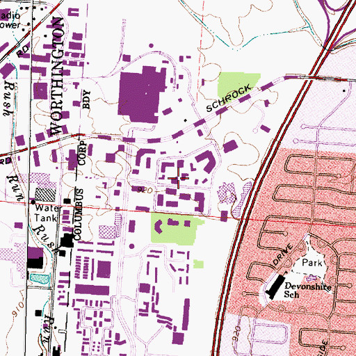 Topographic Map of Busch Corporate Center Industrial Park, OH