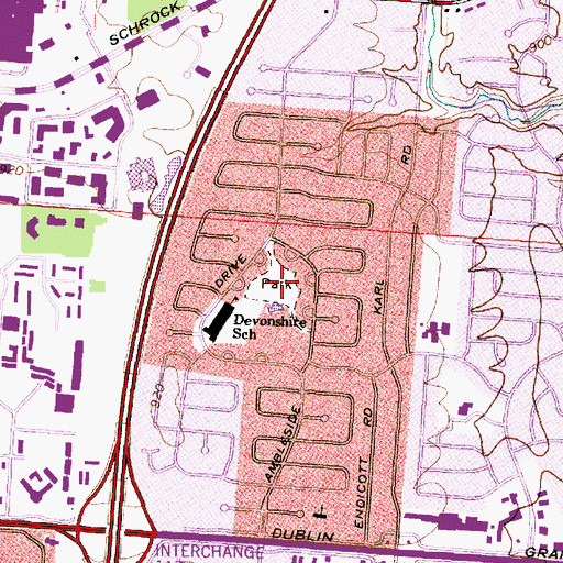 Topographic Map of Devonshire Park, OH