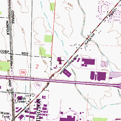 Topographic Map of Campus View Consumer Mall Shopping Center, OH