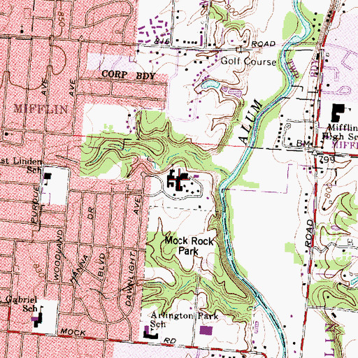 Topographic Map of Rosemont High School, OH