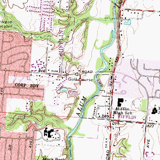 Topographic Map of Bridgeview Golf Course, OH