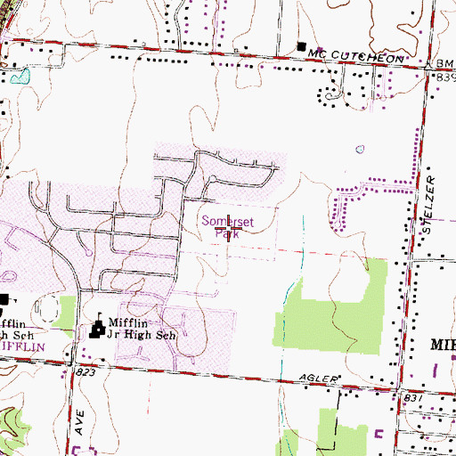 Topographic Map of Somerset Park, OH