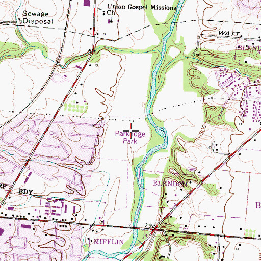 Topographic Map of Parkridge Park, OH