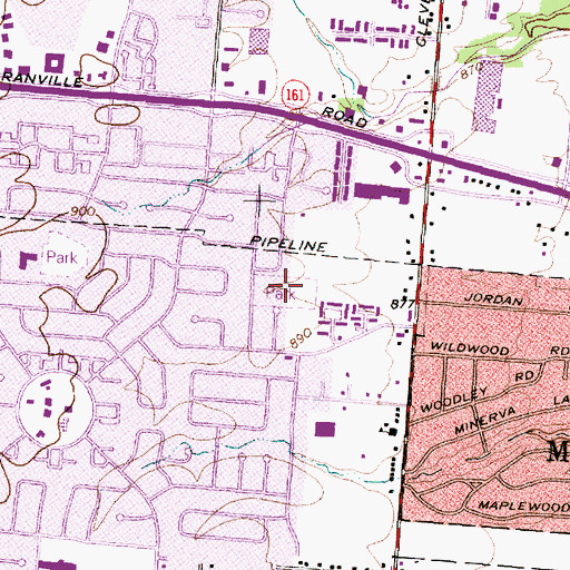 Topographic Map of Granville Park, OH