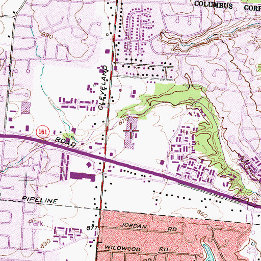 Topographic Map of Columbus Square Shopping Center, OH
