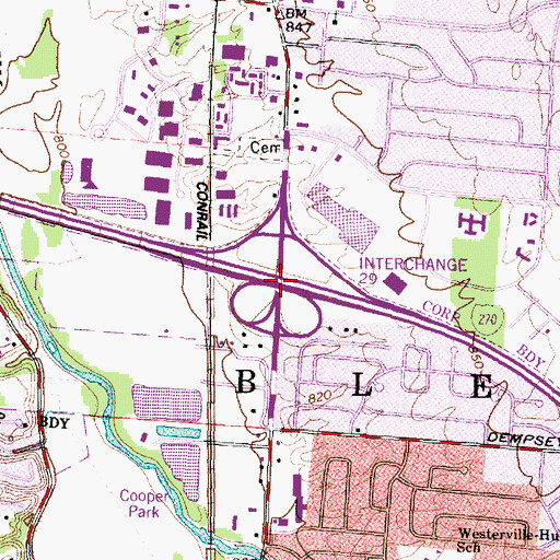 Topographic Map of Interchange 29, OH