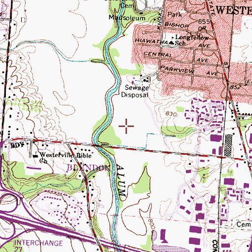 Topographic Map of Alum Creek Park South, OH