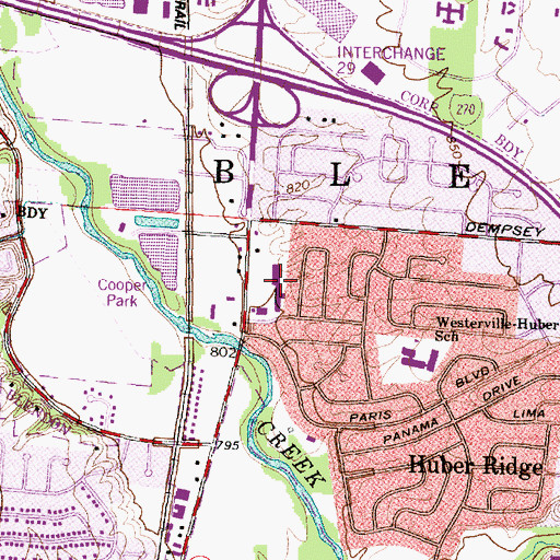 Topographic Map of Glengary Shopping Center, OH