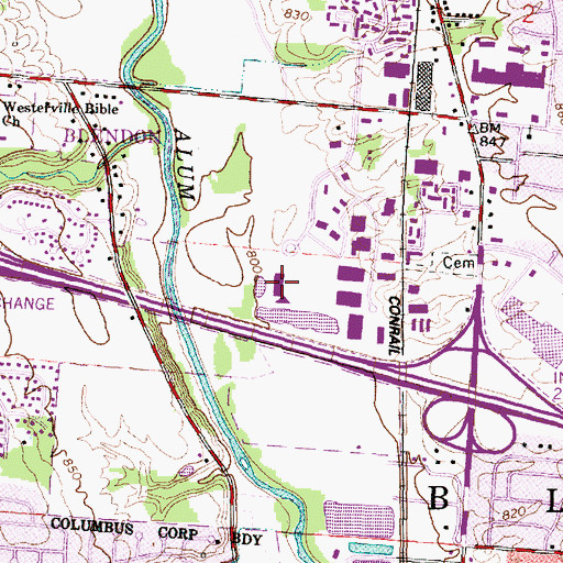 Topographic Map of Westerville Square Shopping Center, OH