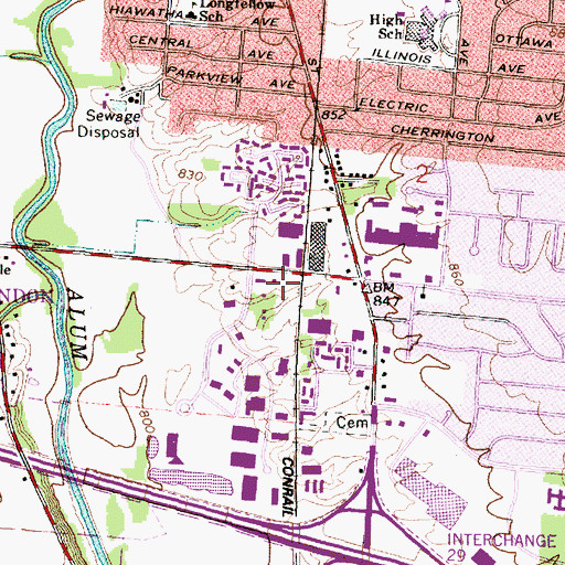 Topographic Map of Westerville Plaza Shopping Center, OH