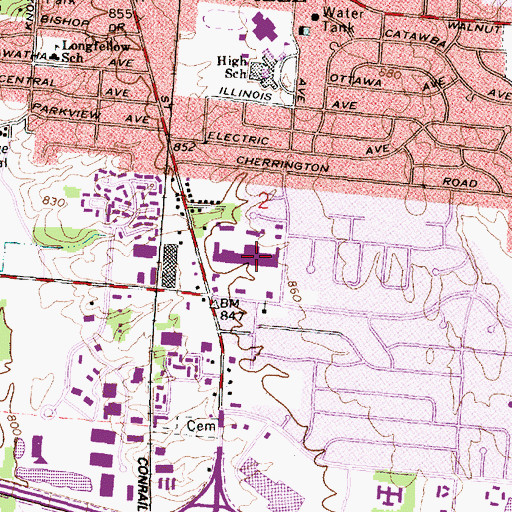 Topographic Map of Westerville Shopping Center, OH