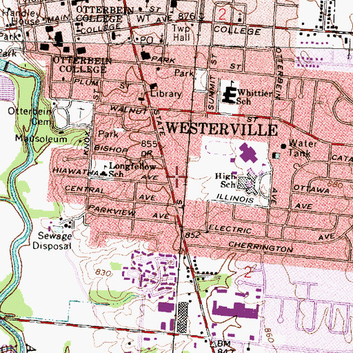Topographic Map of Hanby Shopping Center, OH