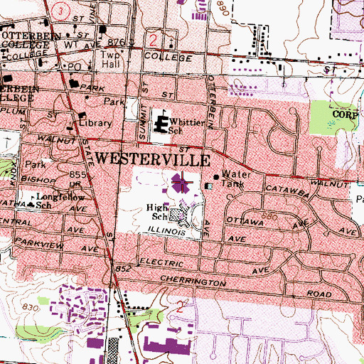 Topographic Map of Blendon Middle School, OH