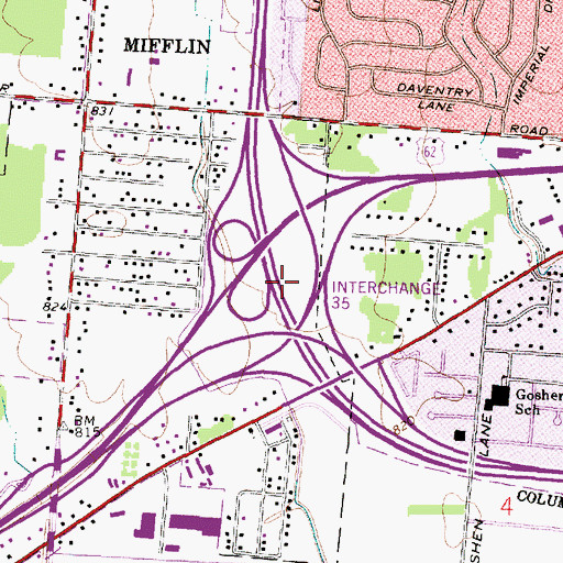 Topographic Map of Interchange 35, OH