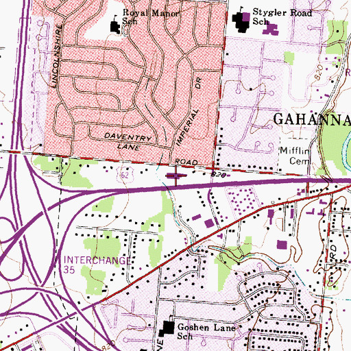 Topographic Map of Royal Plaza Shopping Center, OH