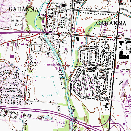 Topographic Map of Friendship Park, OH