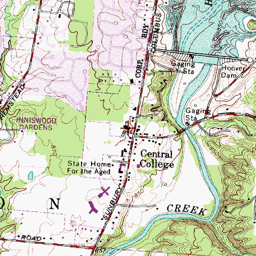 Topographic Map of Central College Elementary School, OH