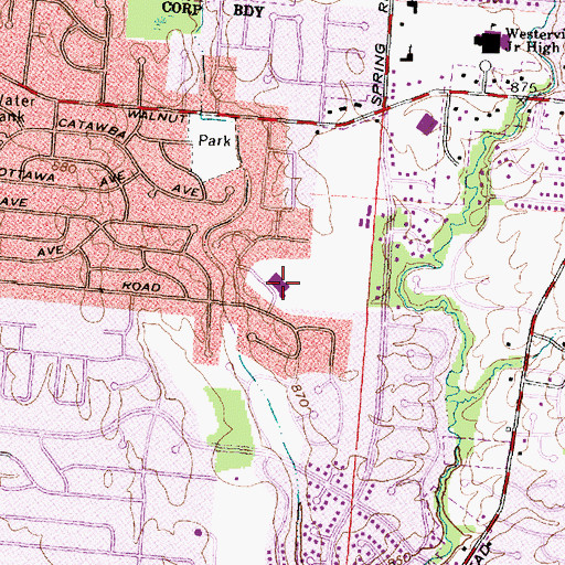 Topographic Map of Cherrington Elementary School, OH
