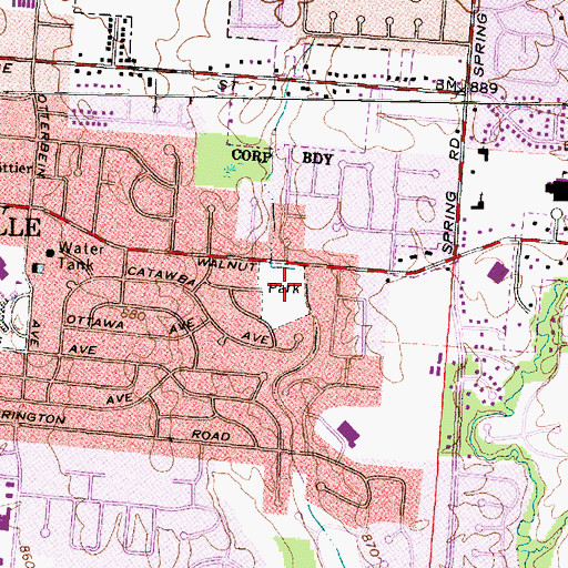 Topographic Map of Walnut Park, OH