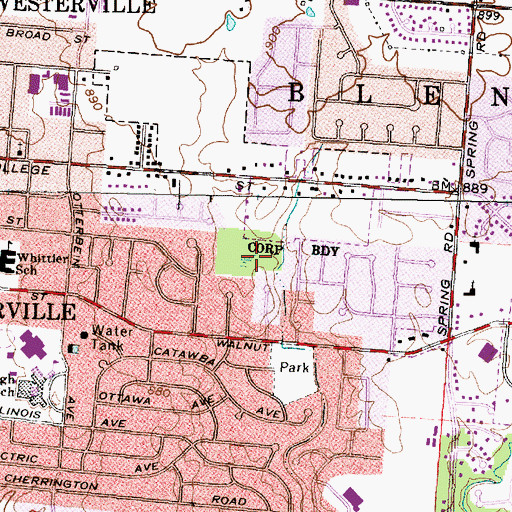 Topographic Map of Boyer Nature Preserve, OH