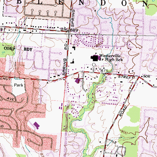 Topographic Map of Mark Twain Elementary School, OH