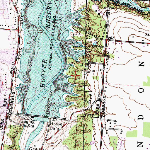 Topographic Map of Hoover Dam Park, OH