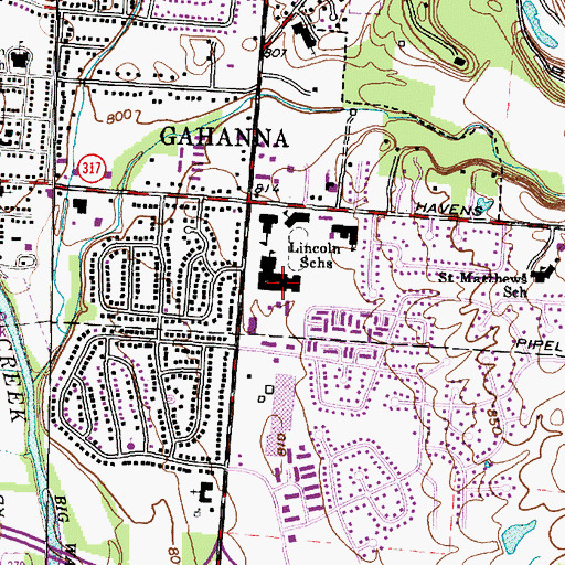 Topographic Map of Lincoln High School, OH