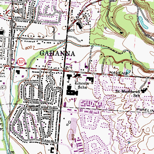 Topographic Map of Lincoln Elementary School, OH