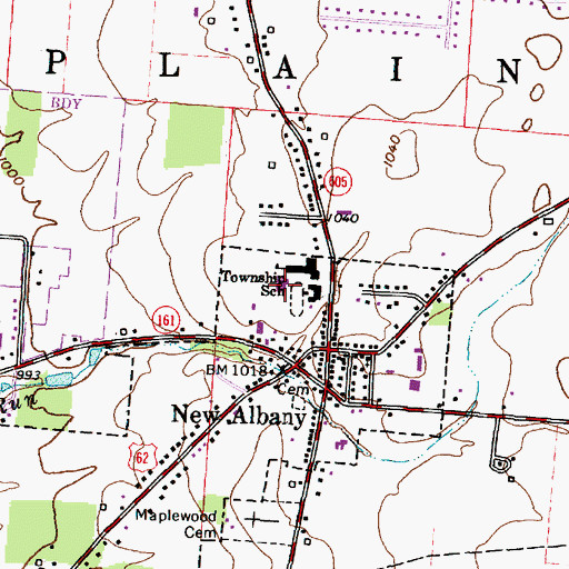 Topographic Map of New Albany Middle School, OH