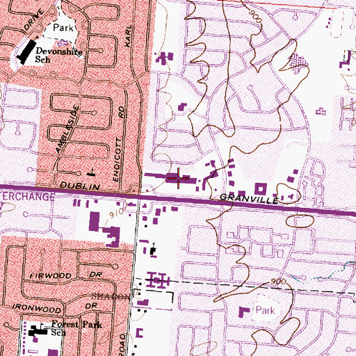 Topographic Map of Karl Plaza Shopping Center, OH