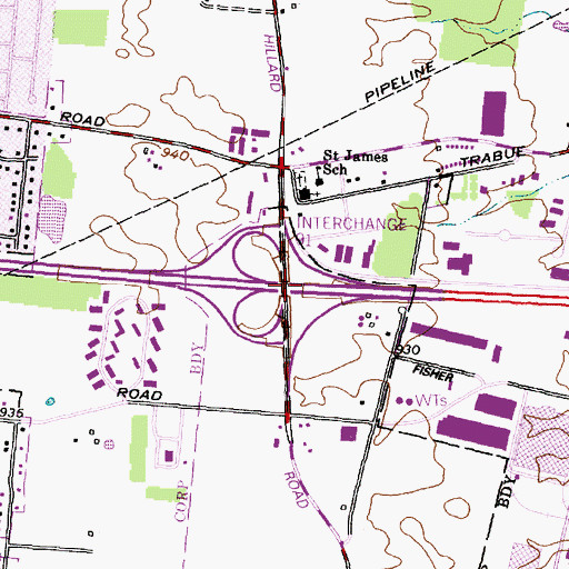 Topographic Map of Interchange 91, OH