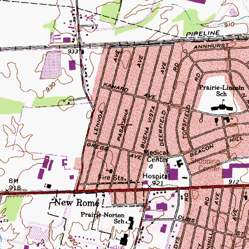 Topographic Map of Rome, OH