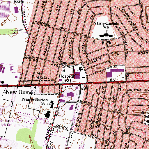 Topographic Map of OhioHealth Doctors Hospital, OH