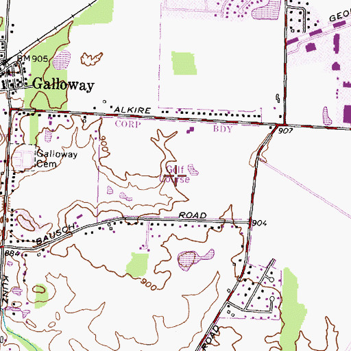 Topographic Map of Bolton Field Golf Course, OH