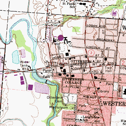 Topographic Map of Courtright Memorial Library, OH