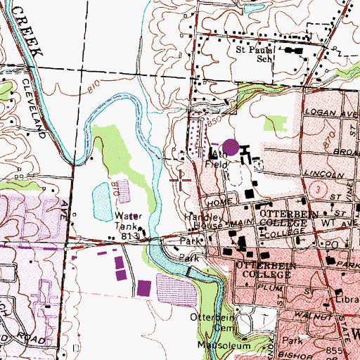 Topographic Map of Alum Creek Park North, OH