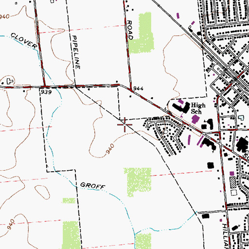 Topographic Map of Hilliard Municipal Park, OH