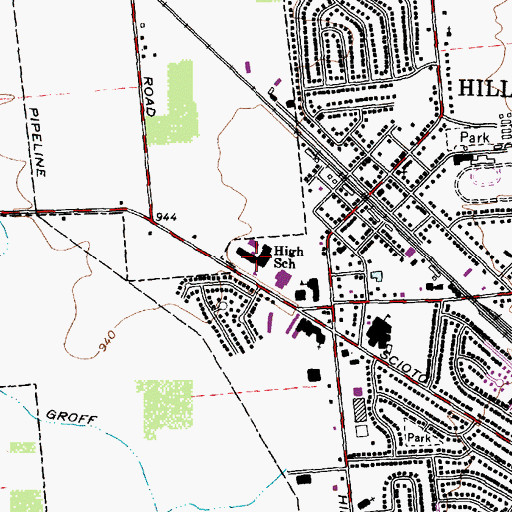 Topographic Map of Hilliard Middle School, OH