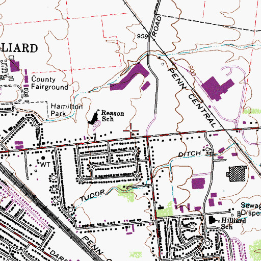 Topographic Map of Hilliard Square Shopping Center, OH