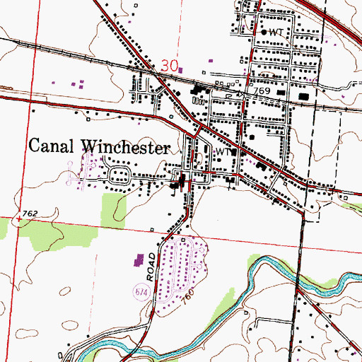 Topographic Map of Canal Winchester Elementary School, OH