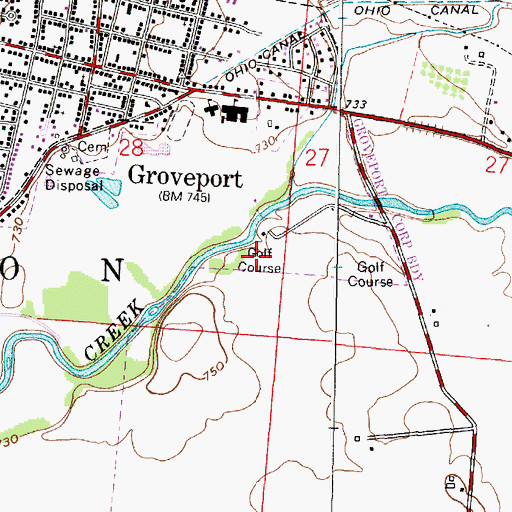 Topographic Map of Groveport Golf Course, OH