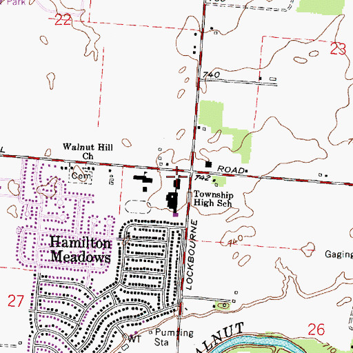 Topographic Map of Hamilton Elementary School, OH