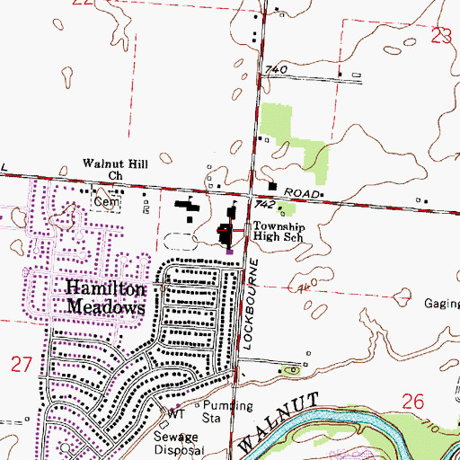 Topographic Map of Hamilton High School, OH