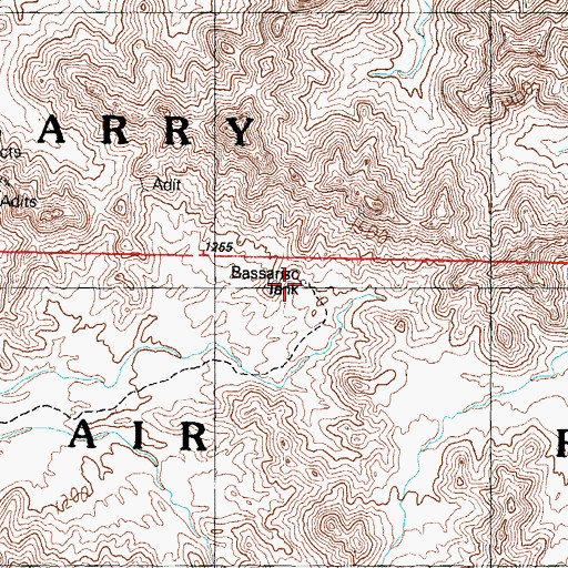 Topographic Map of Bassarisc Tank, AZ