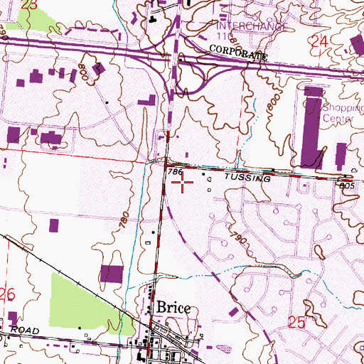 Topographic Map of Brice Park Shopping Center, OH