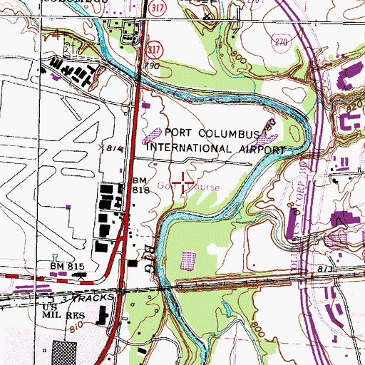 Topographic Map of Airport Golf Course, OH