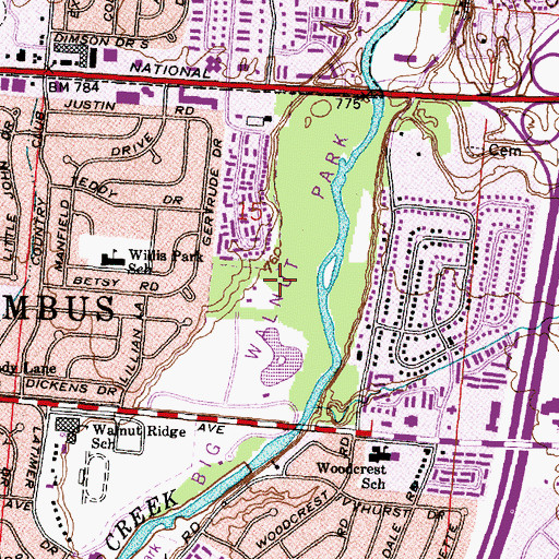 Topographic Map of Big Walnut Park, OH