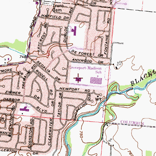 Topographic Map of Sedalia Elementary School, OH