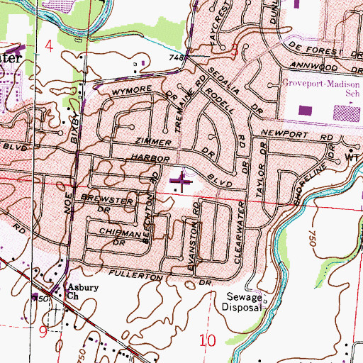 Topographic Map of Ashbury Elementary School, OH
